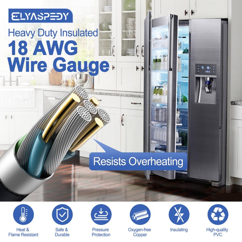 Elyaspedy 2025 Upgraded 3903-001003 3903-000519 Refrigerator Power Cord For Samsung,Compatible With Rh29H8000Sr/Aa-00, Rf261Beaeww/Aa-01 Etc,Replace Fridge Power Cord 3903-000786 3903-000796 Etc - Image 3